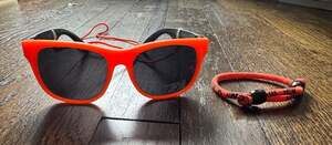 VINTAGE New Kids On The Block NKOTB Neon Orange Sunglasses and Bracelet Set RARE